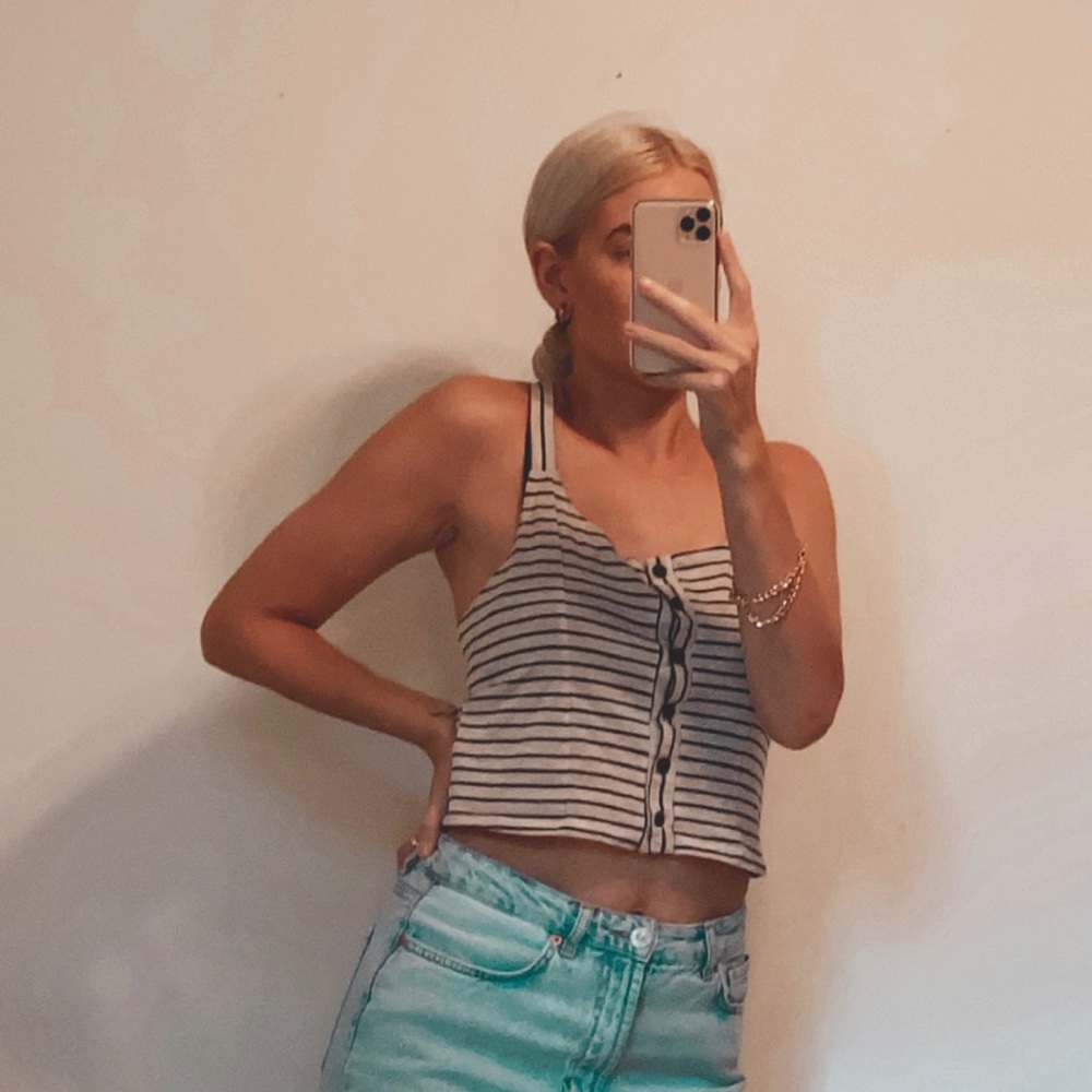 UO | Striped Button Crop Top